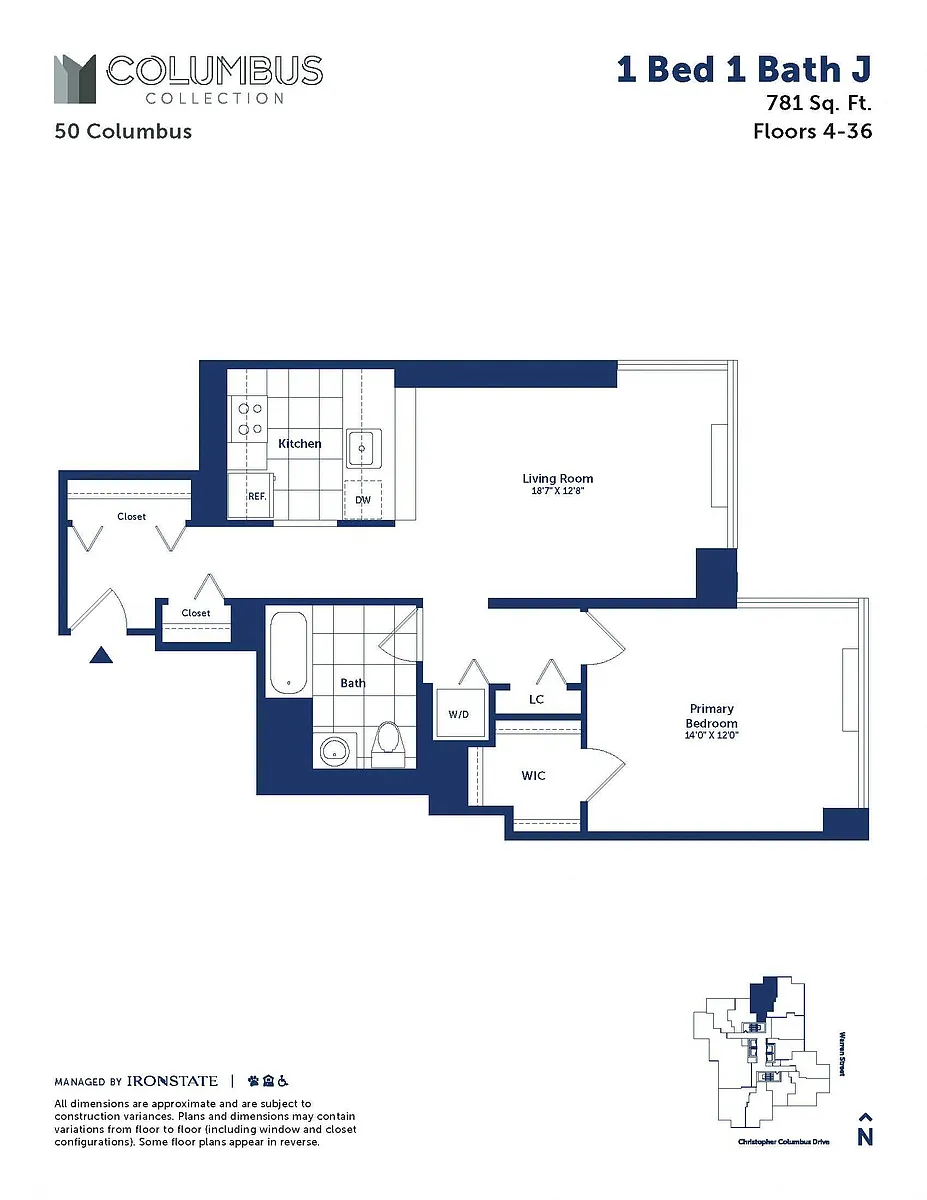 Floor plan 1 Bed 1 Bath J