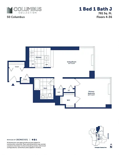 Floor plan 1 Bed 1 Bath J
