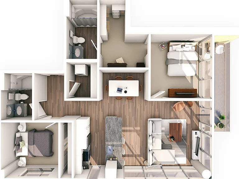 2 Bed / 2 Bath - 1,050 SF 2 Bed / 2 Bath - 1,050 SF