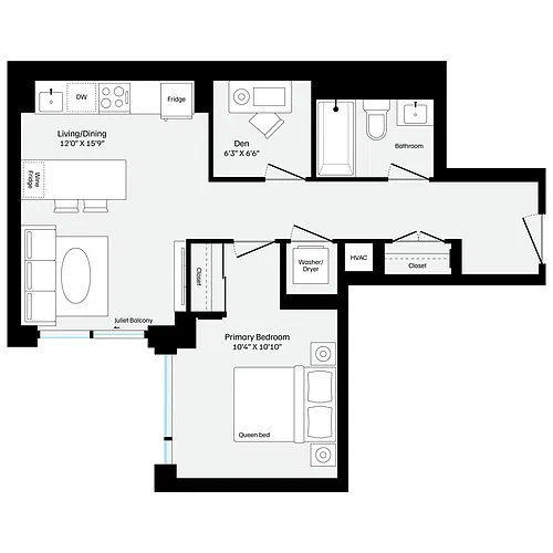 Floor plan AD4 One Bedroom