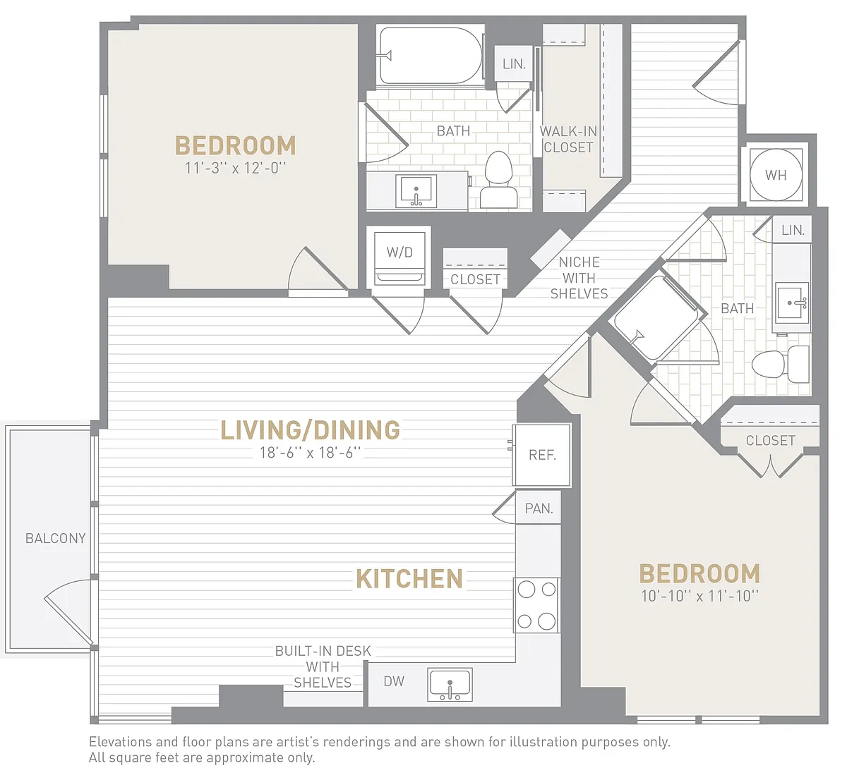 Floor plan 2 Bed 2 Bath-C02