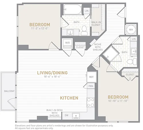 Floor plan 2 Bed 2 Bath-C02