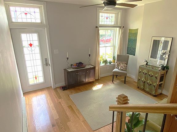 Living room, with its wide-plank oak floor