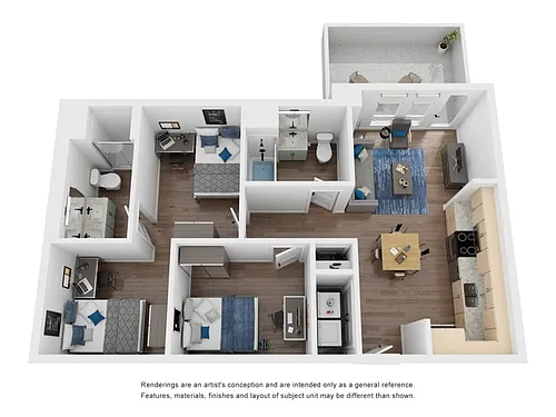 Floor plan Private Bed in a 2 Bed 2 Bath