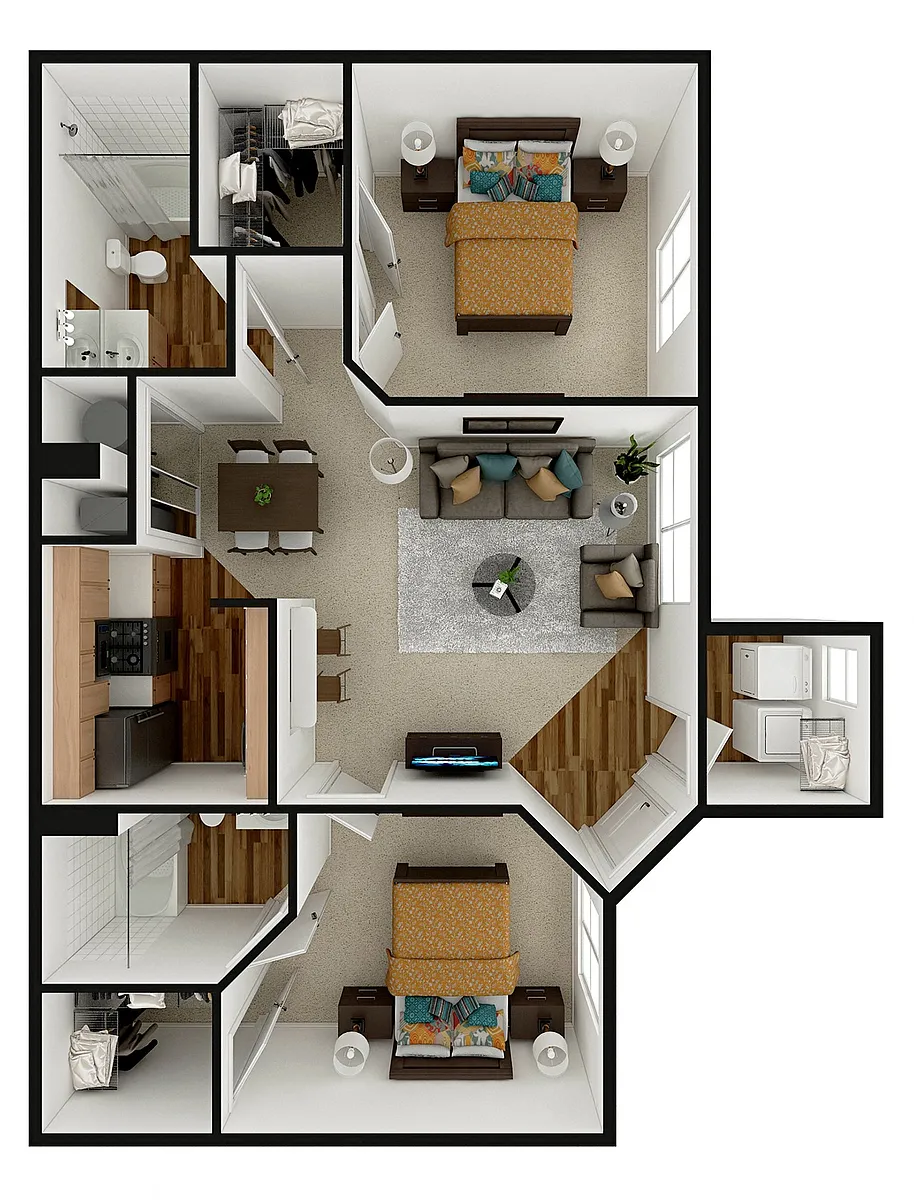 Floor plan Two Bed Two Bath
