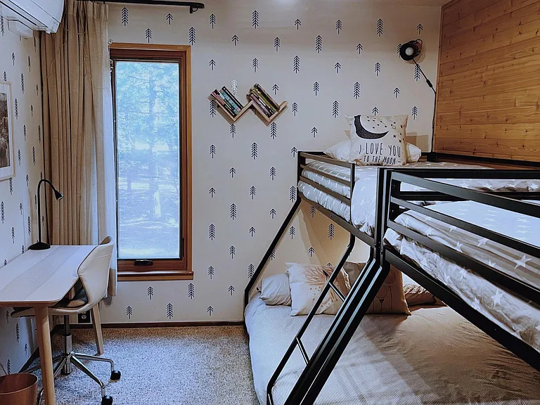 Kids bedroom with two full-twin size bunk beds