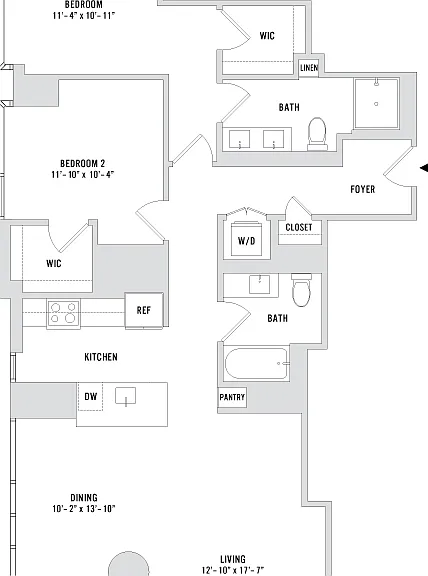 Two Bedroom B10 - 1254 Sq. Ft. - Residences 413-3913 Two Bedroom B10 - 1254 Sq. Ft. - Residences 413-3913