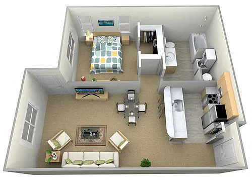Floor plan Helix 1 Bedroom + Walk-In Closet