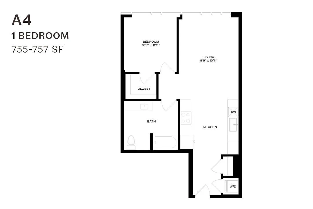 Floor plan One Bedroom A4