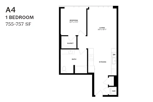 Floor plan One Bedroom A4