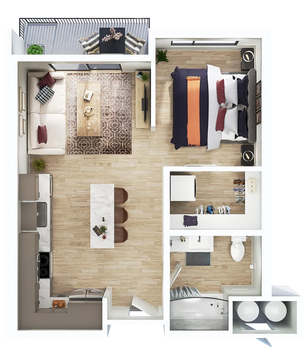 Floor plan Powderhorn- 0BR/1BA