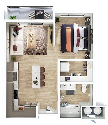 Floor plan Powderhorn- 0BR/1BA