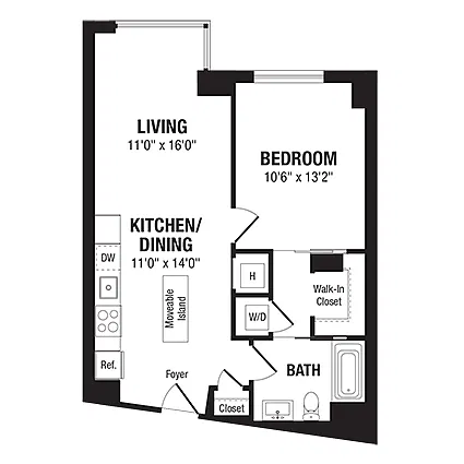 Floor plan 1 Bed/1 Bath-A6