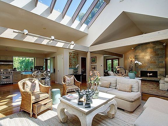 Skylighted Vaulted Ceilings in Relaxing Family Room