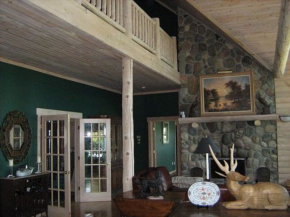 Open Loft & Stone Fireplace