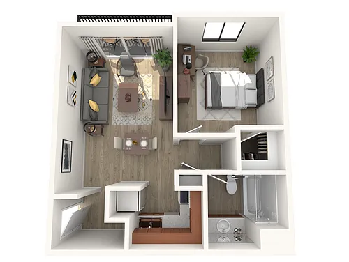 Floor plan 1 Bed - 1 Bath A