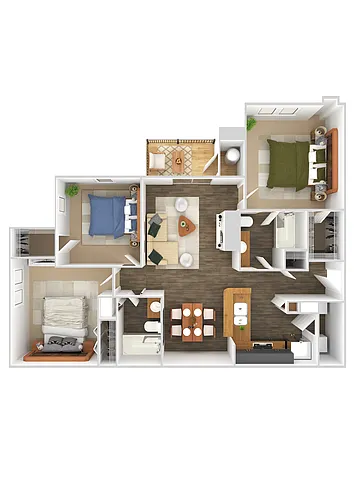 Floor plan C1 Pemberley - Three Bedroom, Two Bathroom