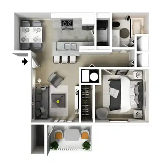 Floor plan 1 Bed 1 Bath