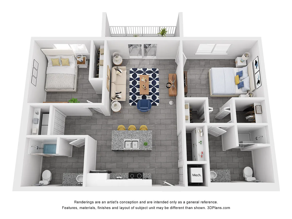 Floor plan 2 bedroom / 2 bath