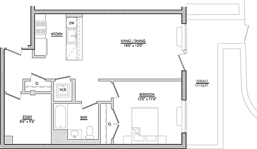 Floor plan B9-1 with Terrace