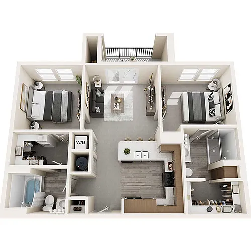 Floor plan Two Bed - 909 sq ft - 60%