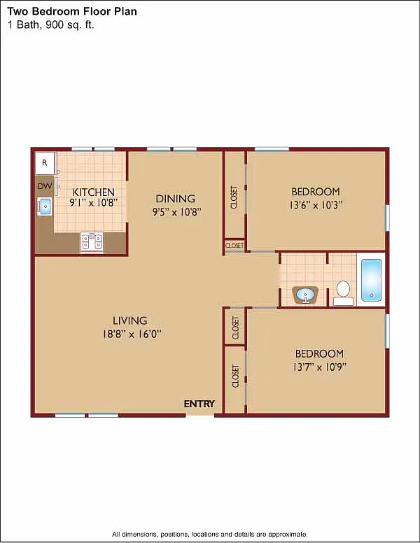 Floor plan $2.42/sq.ft. - 2 Bedroom