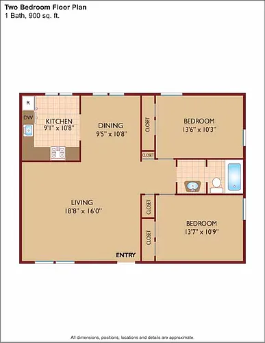 Floor plan $2.64/sq.ft. - 2 Bedroom