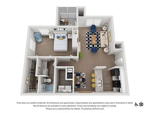 Floor plan 1 Bed 1 Bath Large Renovated