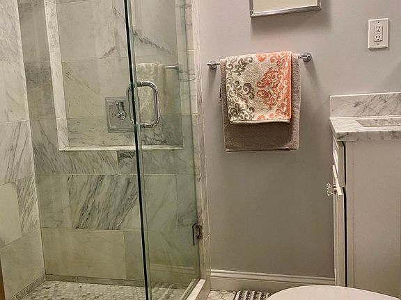 You'll love the carrara marble bathroom