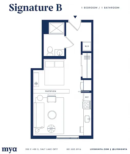 Floor plan Signature 1 Bedroom