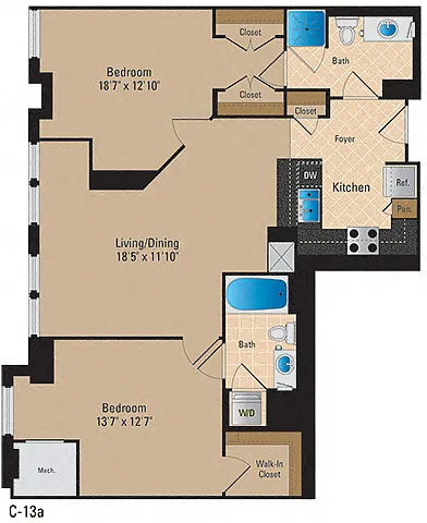 Floor plan 2 Bedroom, 2 Bath 1074 SF B4