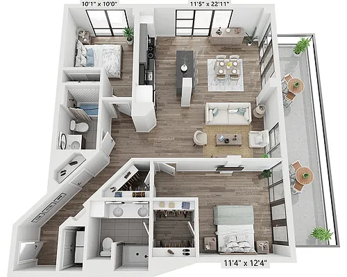 Floor plan Two Bedroom B2Q