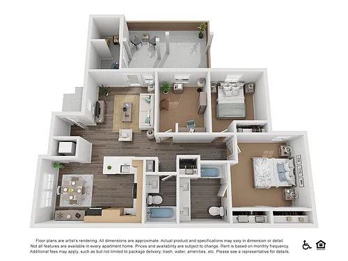 Floor plan 2+Den Mahogany Finish