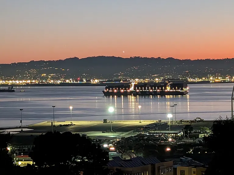 San Francisco Bay view from upper balcony before dawn