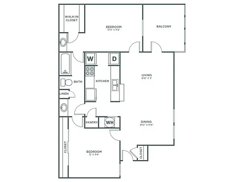 Floor plan Sycamore (937 SF)