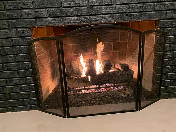 Close up of the fireplace