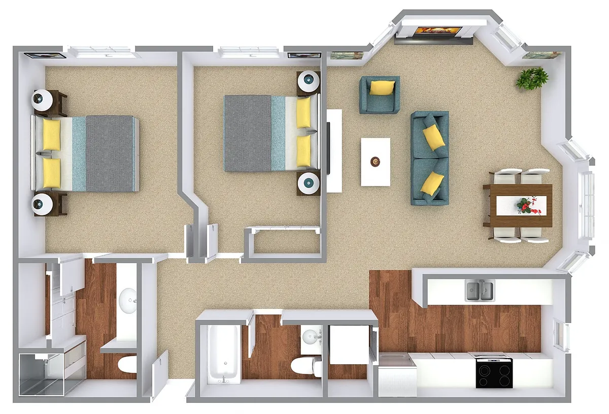 Floor plan 2 Bed 2 Bath