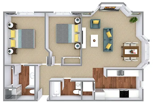 Floor plan 2 Bed 2 Bath