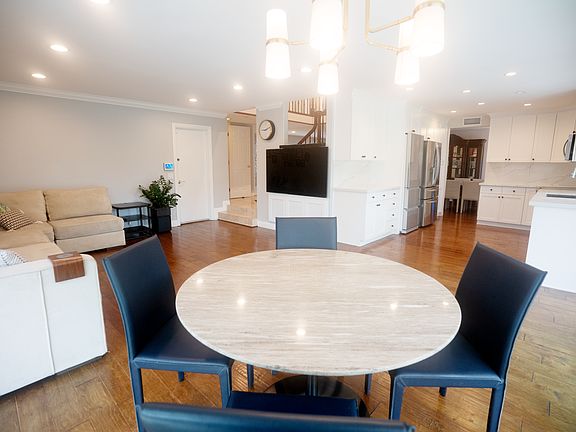 Living room, dining room and kitchen