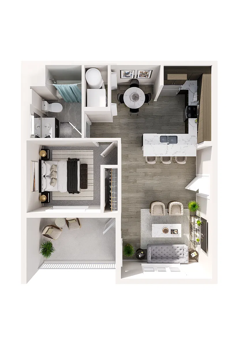 Floor plan 1x1B