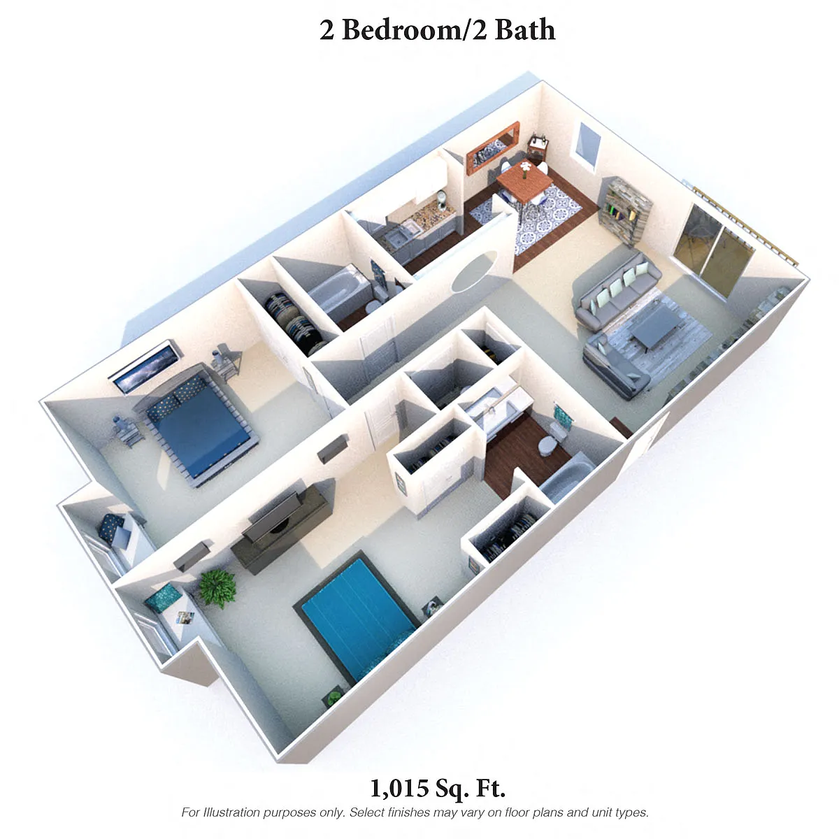 Floor plan 2 Bedroom, 2 Bath