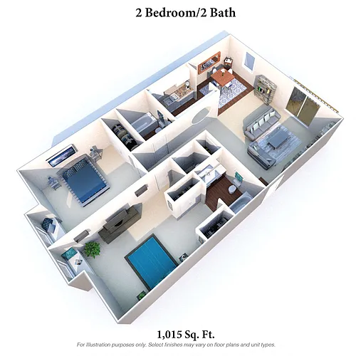 Floor plan 2 Bedroom, 2 Bath