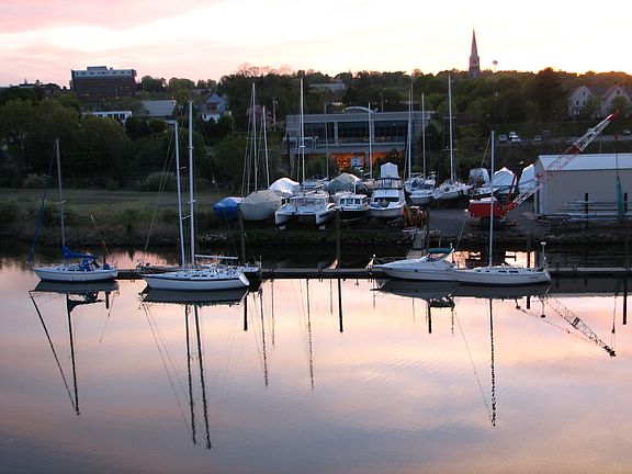 View from the balcony looking across the Norwalk river