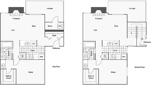Floor plan 1 Bed 1 Bath Washer Dryer B
