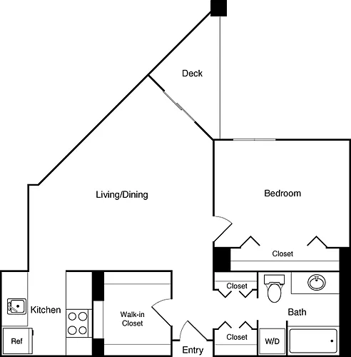 Floor plan 1 Bed 416 SW