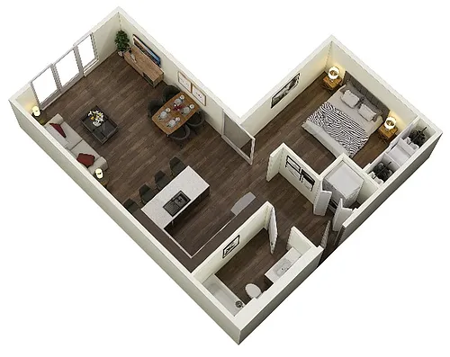 Floor plan Open 1-Bed D