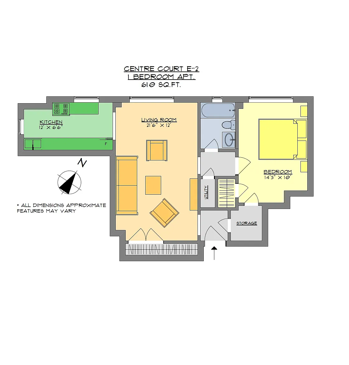 Floor plan Hardwood 1 Bedroom for August 1