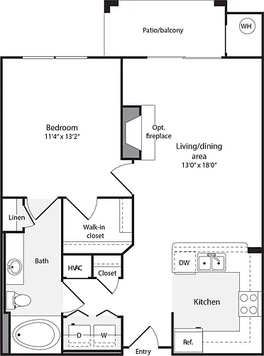 Floor plan 1 Bedroom C