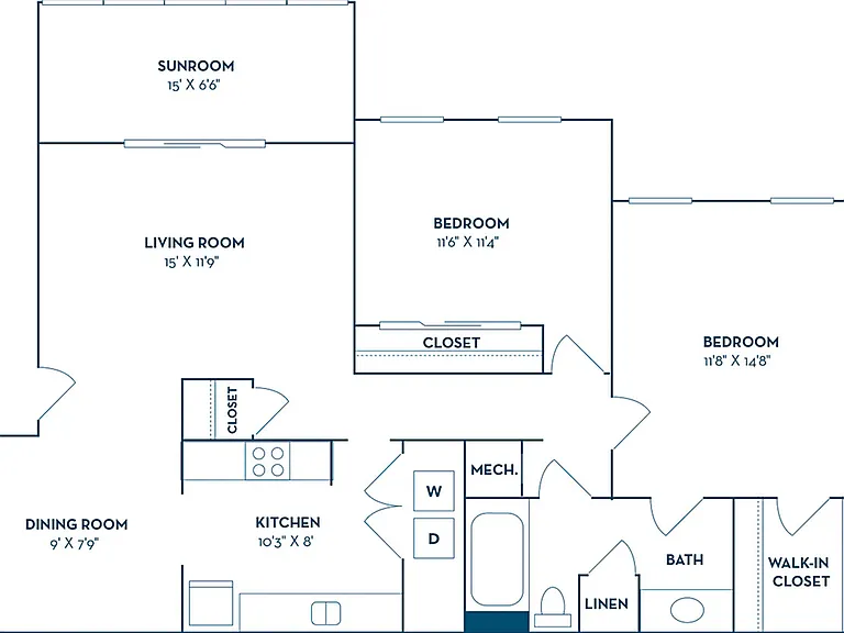 2 Bedroom | 1 Bath | 1070 SF 2 Bedroom | 1 Bath | 1070 SF