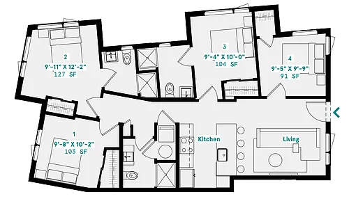 Floor plan Private Bath - 4 Person Suite